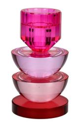 Gift Company Sari Kristallglas Kerzenhalter H14cm rund rot/rosa/pink gs 