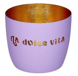 Gift Company Madras Windlicht M Motiv: La dolce vita lila/gold 