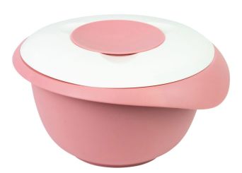 Westmark Rührschüssel mit zweigeteiltem Deckel 3,5 L rosa/weiß 