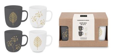 Paperproducts 4-er Set Mug Pure Leaves & Berries 