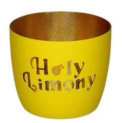 Gift Company Madras Windlicht M Motiv: Holy Limony neon gelb/gold 