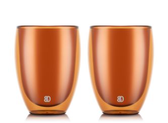 Bodum 2 teiliges Glas-Set für Kaffee oder Tee 0,35 L Pavina Translucent red 
