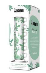 Bialetti Set 6 stapelbare Tassen Primavera grün mit Metallgestell 