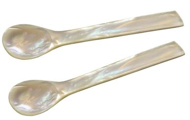 Edzard Eierlöffel Perlmutt eckig 2er Satz L 11 cm 