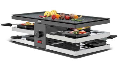 Spring Raclette 8 Fun Raclette Schwarz mit Alugrillplatte EU 