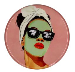 Gift Company Love Trays Dekotablett M Motiv: Frau mit Gesichtsmaske rund altrosa 