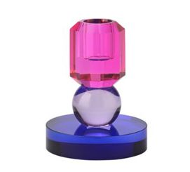 Gift Company Sari Kristallglas Kerzenhalter H 10,5 cm 1 Kugel pink/flieder/lila gs 