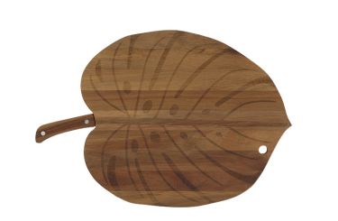 Doiy Servierbrett Monstera Board mit Messer Akazie 