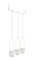 Blumenampel Triflora schwarz/weiß mit 3 Blumentöpfen 