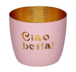 Gift Company Madras Windlicht M Motiv: Ciao bella! rosa/gold 