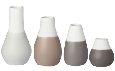Räder Zuhause Mini Pastellvasen 4er Set grau Ø 4 cm H 4,5-8 cm 