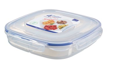 Lock & Lock Frischhaltebox 1,35 L Classic ToGo Snackbox 236x236x57 mm 4er Einteilung 