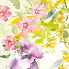 Garnier-Thiebaut Serviette Souffle Fleuri Printemps 45x45 Cm 50% Leinen / 50% Baumwolle Vorgewaschen 