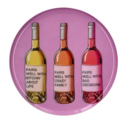 Gift Company Love Trays Dekotablett S Motiv: Weinflaschen rund rosa 