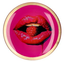 Gift Company Love Plates Glasteller M Motiv: Mund rund pink 