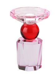 Gift Company Sari Kristallglas Kerzenhalter Kugel Oktagon hellrosa/rot gs 