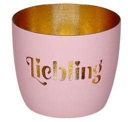 Gift Company Madras Windlicht M Motiv: Liebling rosa/gold 