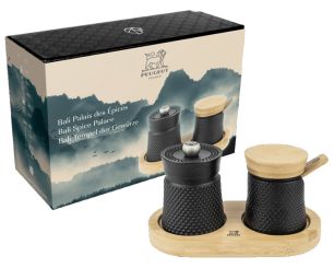 Peugeot Pfeffermühle und Salzgefäß mit Salzlöffel Tempel der Gewürze Bali 
