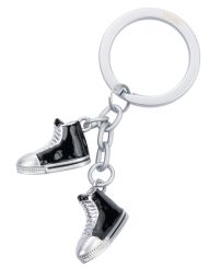 Troika Schlüsselanhänger mit 2 Anhängern Schuhe Chucks matt schwarz/silberfarben 