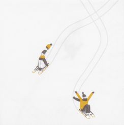 Räder Cocktailserviette 25x25cm Schlitten fahren 