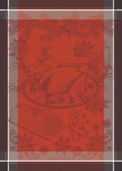 Garnier-Thiebaut Geschirrtuch Dinde De Noel Vermillon 56x77 cm 100% Baumwolle 