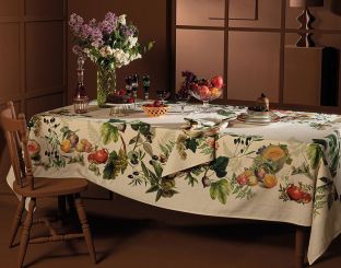 Garnier-Thiebaut Tischdecke Abondance D'Automne Naturel 115x115 cm 50% Leinen 50% Baumwolle Vorgewaschen 