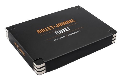 Leuchtturm1917 Bullet Journal Pocket 14,3x10,3 cm 46 nummerierte Doppelseiten Dotted Schwarz 3-Pack 