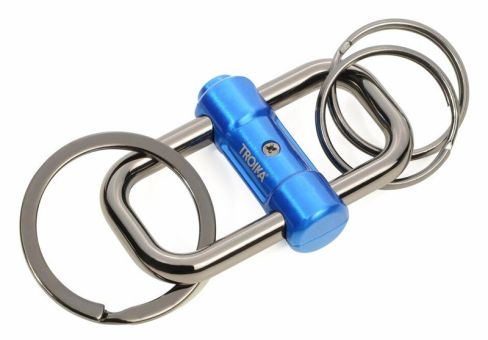 Troika Schlüsselanhänger mit Schiebeverschluss blau/gunmetal glänzend 