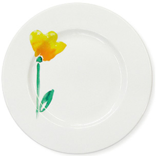 Dibbern Impression Teller flach 26,5 cm Blume Gelb 