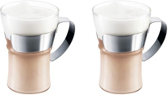 Bodum Assam Kaffeeglas mit Metallgriff 0,35 L 2 Stk. Glänzend 