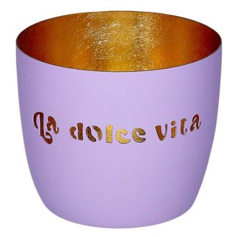 Gift Company Madras Windlicht M Motiv: La dolce vita lila/gold 