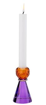 Gift Company Sari Kristallglas Kerzenhalter H11 5 cm Konus orange/lila gs 