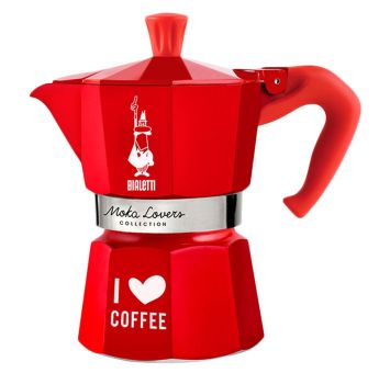 Bialetti Espressokocher Moka Lovers I love coffee 3 Tassen rot 
