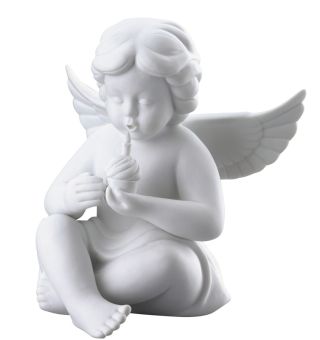 Rosenthal Selection Engel mit GebTagskuch. Mittel Weiss Matt 