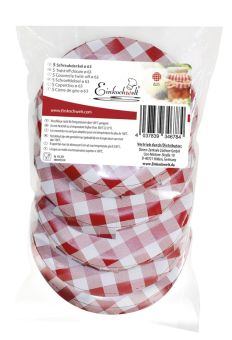 Einkochwelt 5er Beutel 58 mm Caps past dunkelrot/weiß kariert 