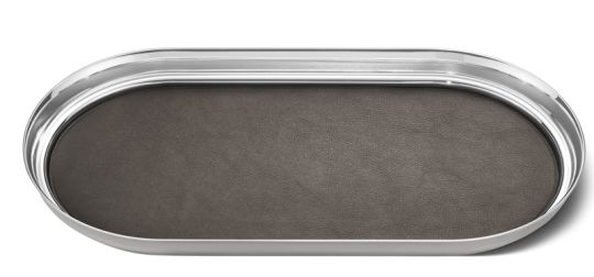 Georg Jensen Tablett Manhattan SS & Leder 35x18 cm 
