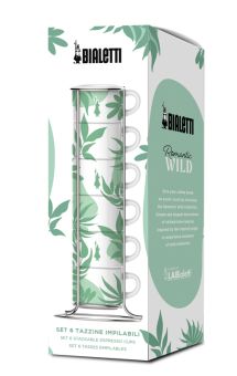 Bialetti Set 6 stapelbare Tassen Primavera grün mit Metallgestell 