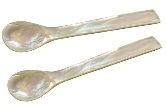 Edzard Eierlöffel Perlmutt eckig 2er Satz L 11 cm 