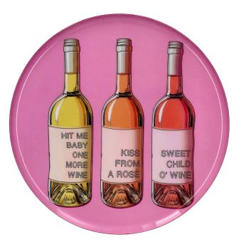 Gift Company Love Trays Dekotablett M Motiv: Weinflaschen rund rosa 