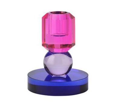 Gift Company Sari Kristallglas Kerzenhalter H 10,5 cm 1 Kugel pink/flieder/lila gs 
