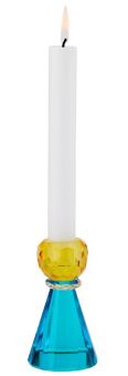 Gift Company Sari Kristallglas Kerzenhalter H11 5 cm Konus gelb/blau gs 