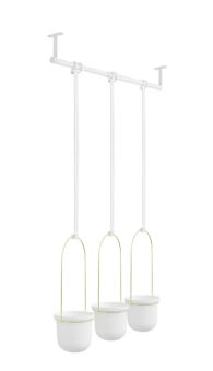 Blumenampel Triflora schwarz/weiß mit 3 Blumentöpfen 