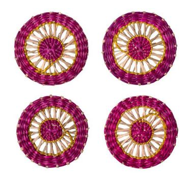 Gift Company Untersetzer Ø 10 cm 4er Set Boathouse Seegras natur/pink/gelb 