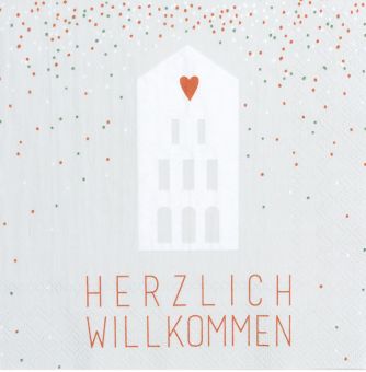 Räder Serviette 33x33 cm Herzlich Willkommen 