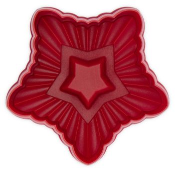 Städter Präge-Ausstecher mit Auswerfer Stern gewellt 6,5x6,5 cm / H 5 cm mit Prägung und Auswerfer rot 
