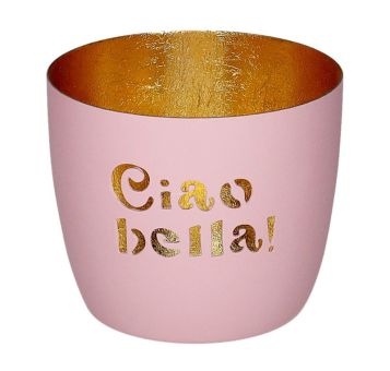 Gift Company Madras Windlicht M Motiv: Ciao bella! rosa/gold 