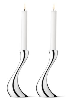 Georg Jensen Kerzenhalter mittel 2-er Set Cobra Edelstahl 