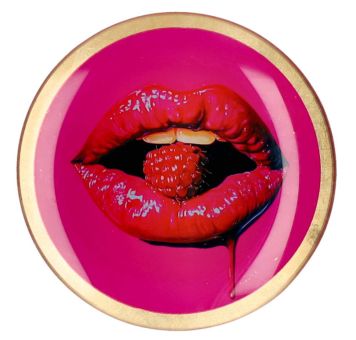 Gift Company Love Plates Glasteller M Motiv: Mund rund pink 