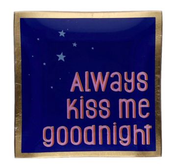 Gift Company Love Plates Glasteller S Motiv: Always kiss me goodnight dunkelblau 