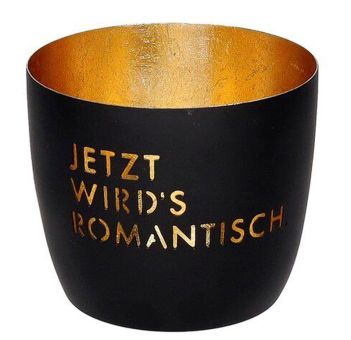 Gift Company Madras Windlicht M Motiv: Jetzt wird's romantisch schwarz/gold 